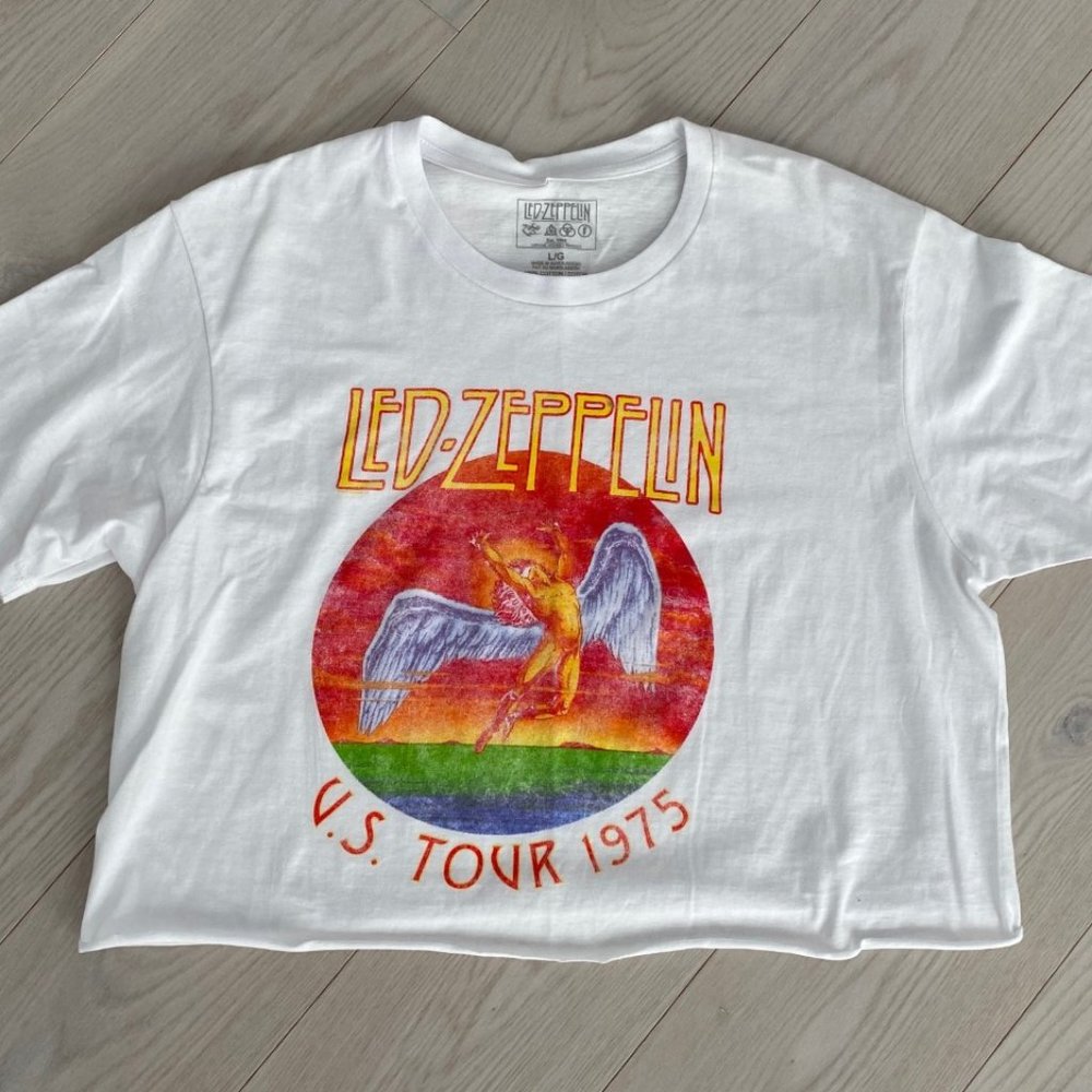 Led Zeppelin US Tour 1975 Wings Print Crop Tee